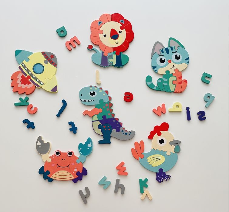 Деревянная головоломка-пазл игра с буквами английский алфавит