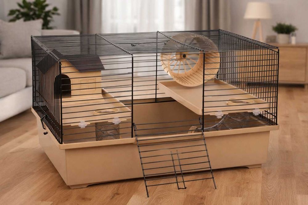 KLATKA domek dla chomika myszki gryzoni tunele piętra karuzela