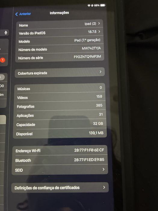 Ipad 7 geração.
