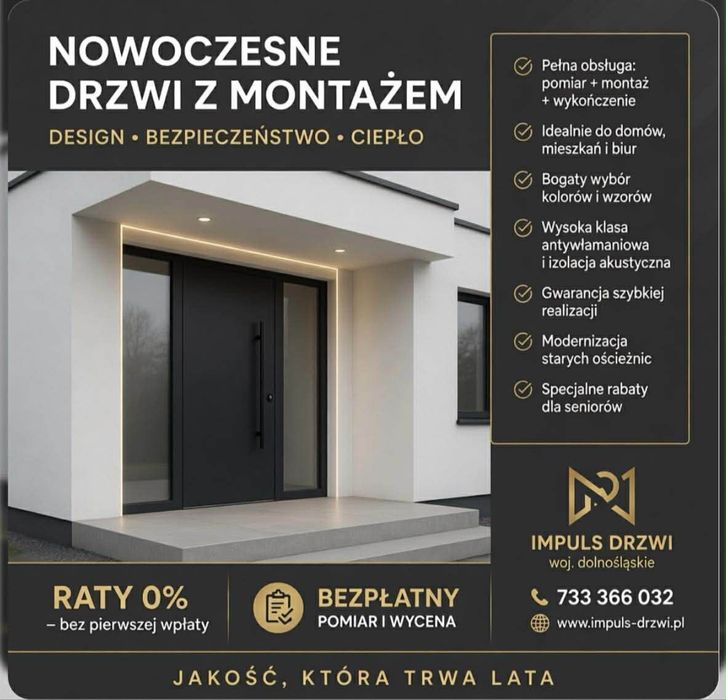 Drzwi Wejściowe ZEWNĘTRZNE/ WEWNĘTRZNE z Montażem - Szybkie terminy