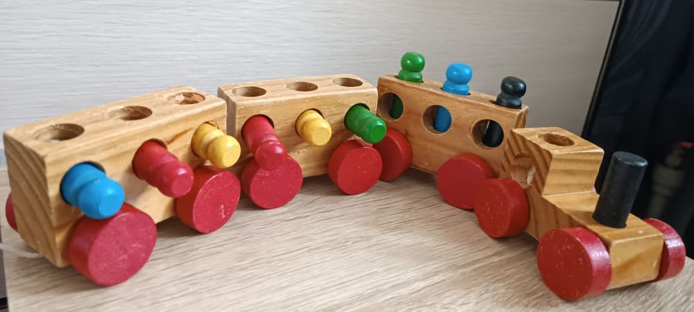 Сортер пазл розвиваюча іграшка поїзд дерев'яна іграшка