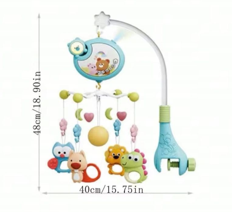 Karuzelka karuzela do łóżeczka światło / dźwięk na pilot niebieska