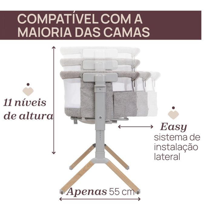 Berço Co-Sleeping Chicco Next2Me Armonia (Cinza) – Como Novo! + OFERTA Luz Noturna Inteligente