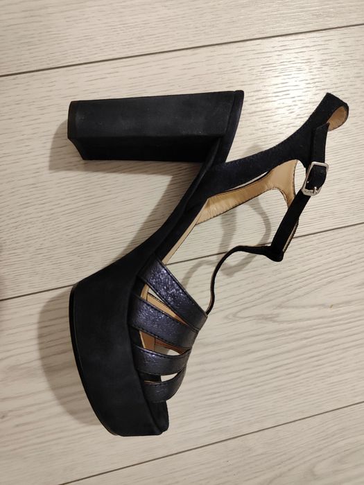 Босоніжки сині,натуральна замша