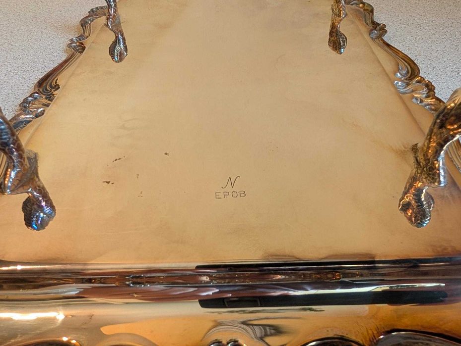 Taca srebrzona  sygnatura N  EPOB na nóżkach