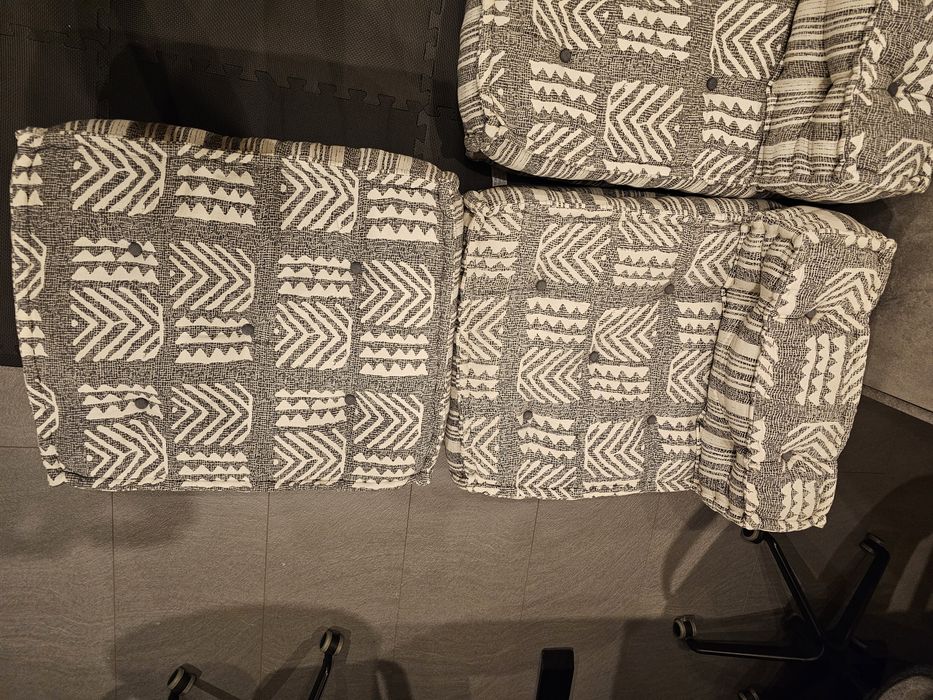 vidaXL Sofa Pufy modułowe 3-osobowy, szary w paski, tkanina