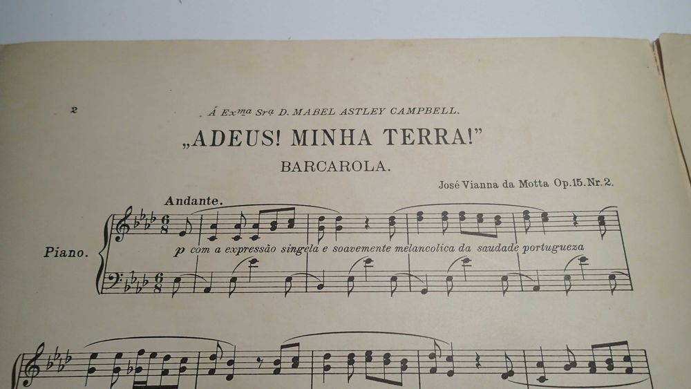 Pauta de Música antiga de José Vianna da Motta