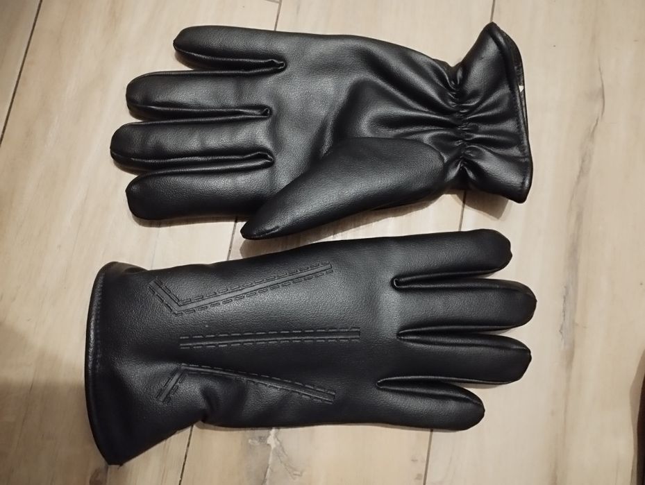 Rękawiczki nowe skórzane wełniane męskie r M/L