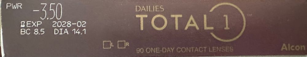 Soczewki jednodniowe Alcon Dailies Total moc -3.5