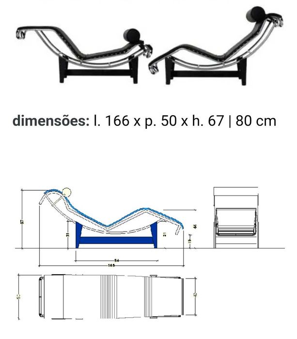 Chaise Longue Estilo LC4 (Le Corbusier) – Clássico do Design Modernista