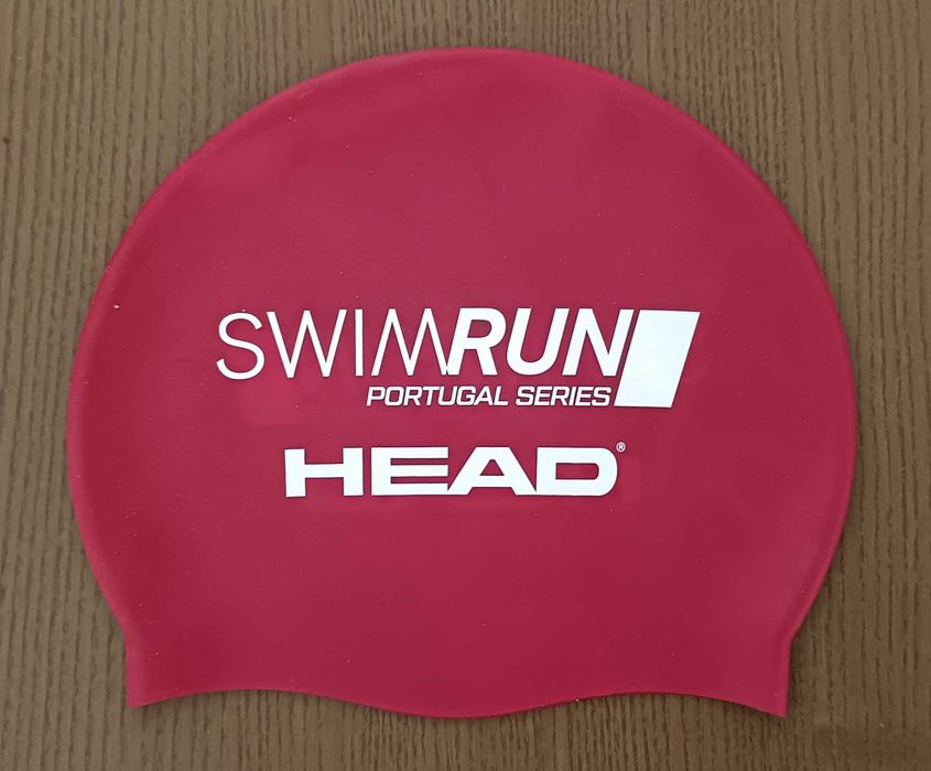 Touca de natação, de silicone, SwimRun Portugal Series, marca Head, em estado novo.