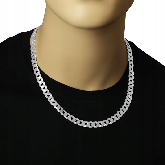 Gruby Męski Łańcuszek Srebrny 925 Szeroki Na Prezent Dla Dziadka+ Dedy