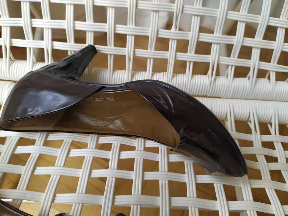 Buty skórzane włoskie lakierki damskie