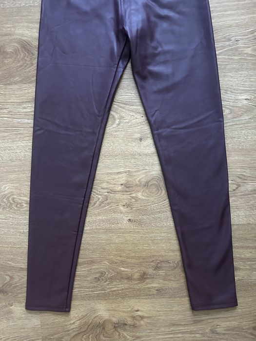 Legginsy Spodnie Skórkowe Bordowe Rozmiar 40 L