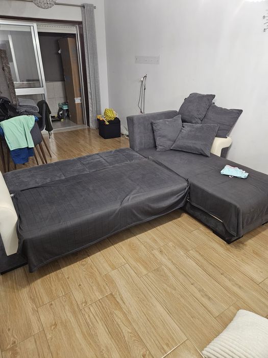 Sofá cama com chaise longue 2,87m