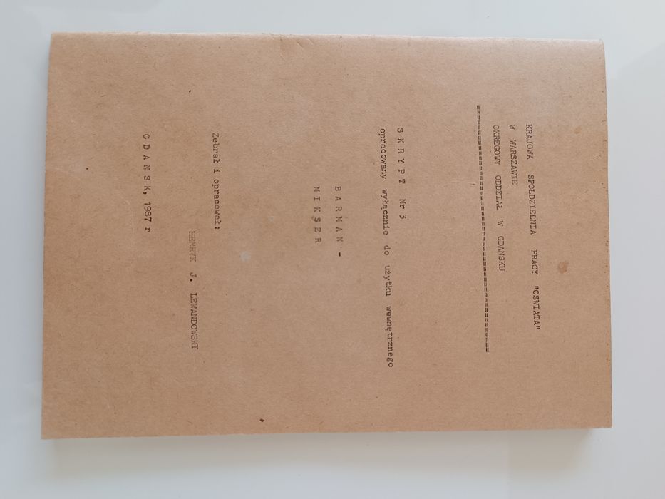 Skrypt szkolenie Barman Mikser skrypt z czasów PRL 1987