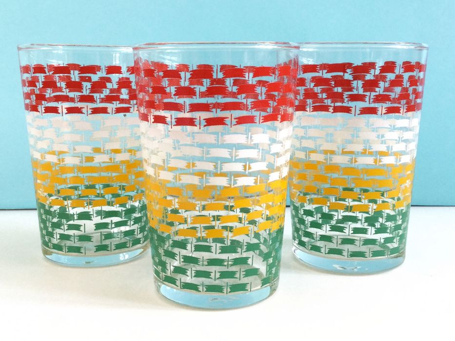 Conjunto de 3 Copos coloridos | Anos 60 | Vintage