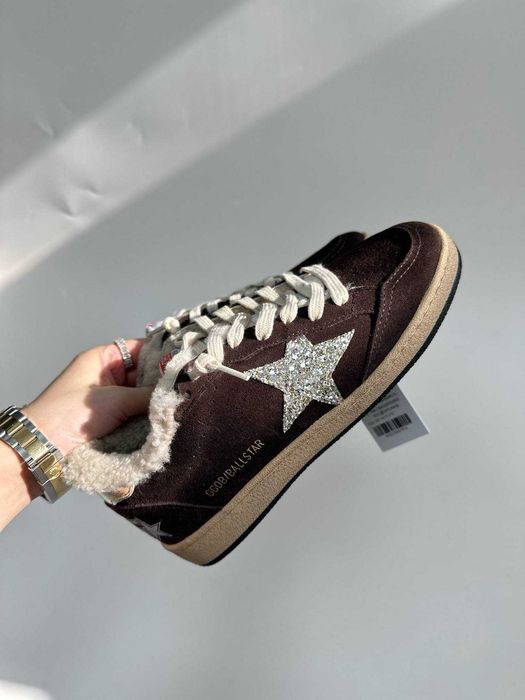 42 Коричневі кросівки з хутром Golden Goose кроссовки кеды коричневые