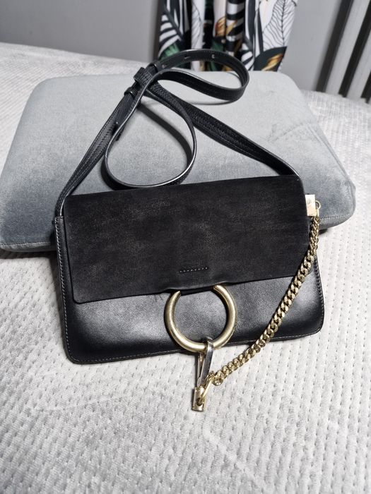 Torebka Chloé Faye Small/Medium | Czarna Skóra i Zamsz | Klasyk Luxury