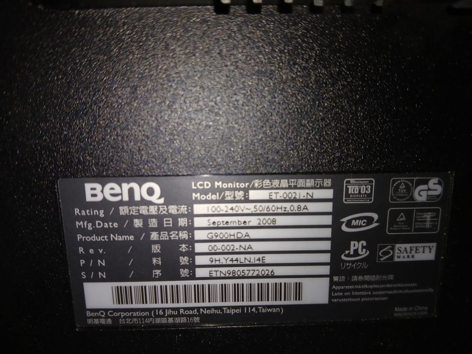 Monitor Benq  G900HDA