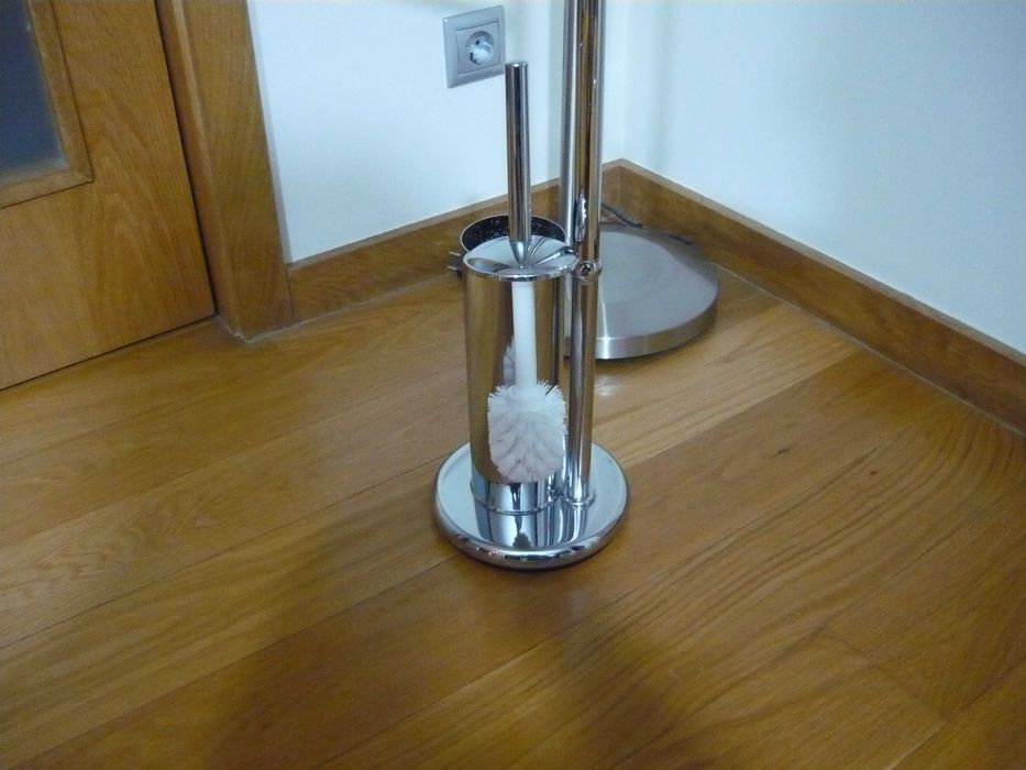 Conjunto Porta toalhas + Porta Rolos + Tubo piaçaba - 2 Peças Cromado