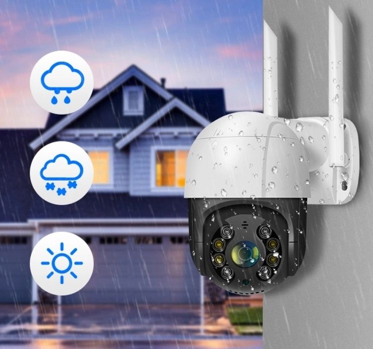 Câmera rotativa branca e preta Hiseeu WiFi antena dupla FullHD (Novo)