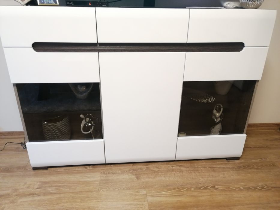 Zestaw mebli , meble BRW Azteca biały wysoki połysk