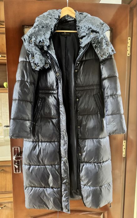 Пуховик зимовий, довгий, темно стній