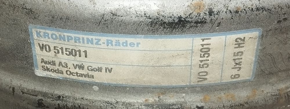 Felgi stalowe Audi A3, VW Golf IV, Skoda Octavia.