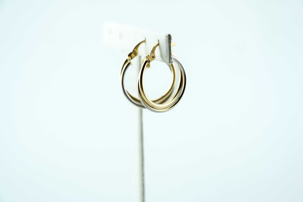 Wspaniałe złote kolczyki kółeczka koła z łączonego złota 585 19mm