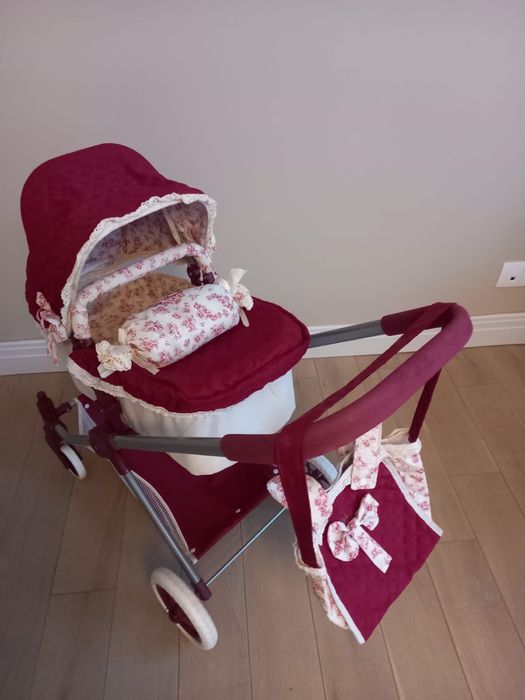 Коляска для ляльок DeCuevas, бордово-молочна