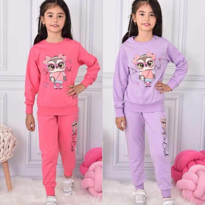 Bawełniany komplet, dres z sową  dla dziewczynki rozmiar 98-140