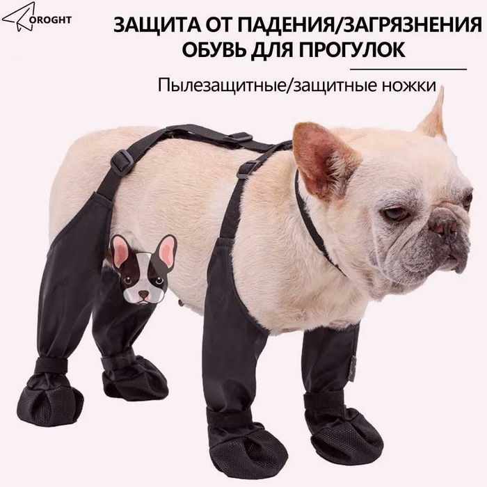Обувь для собак ботинки для защиты лап на подтяжках с ошейником