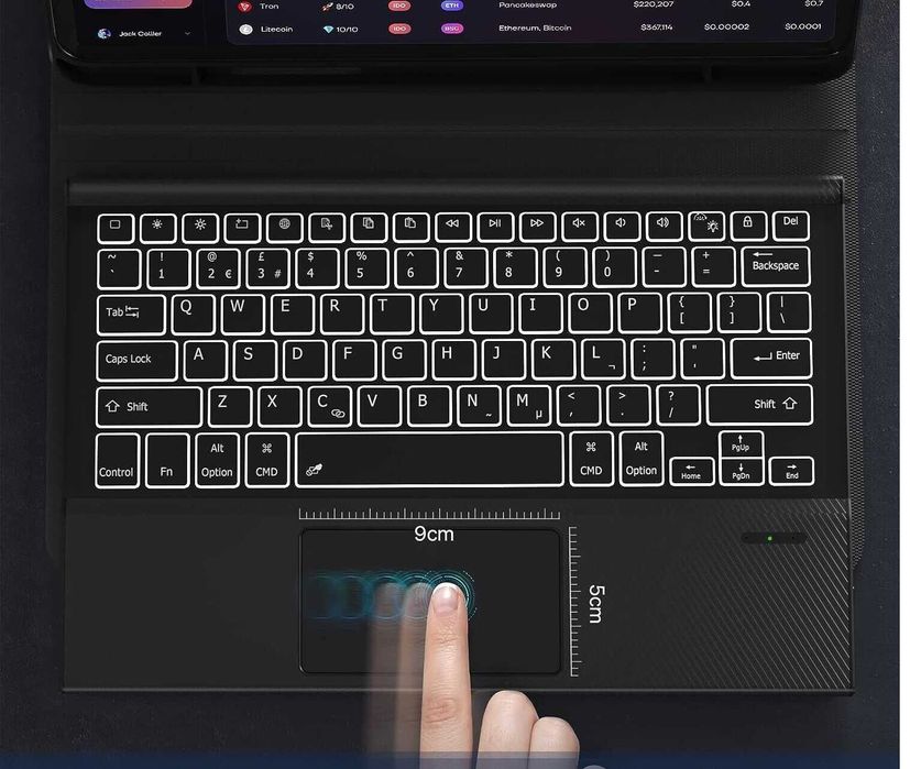 Doohoeek etui klawiatura LED RGB touchpad do iPad Pro 12.9" 6/5/4/3