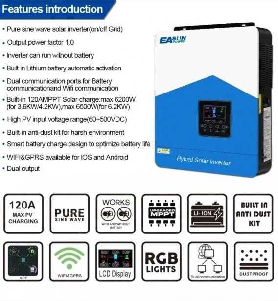 Гібридний інвертор EASUN 4.2kW 24V ISolar SMH-III-4.2KW-24V wi-fi