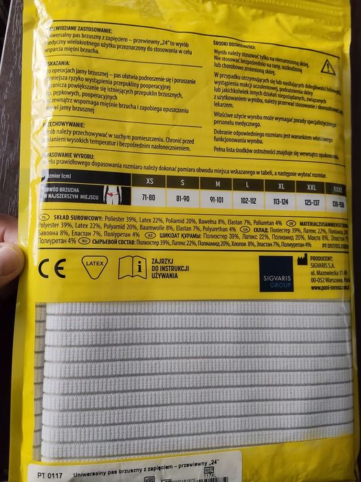 Pas brzuszny przewiewny medyczny XL NOWY