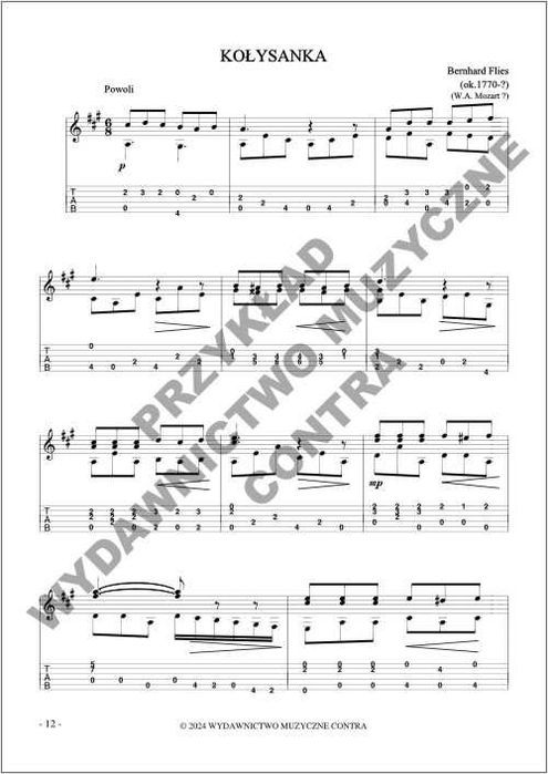 Łatwe Kołysanki na gitarę fingerpicking (nuty + tabulatury)