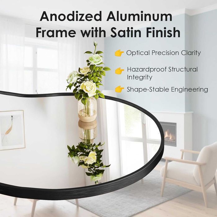 Nowe lustro wiszące / 66x116cm / ścienne / asymetryczne / czarne / W712!