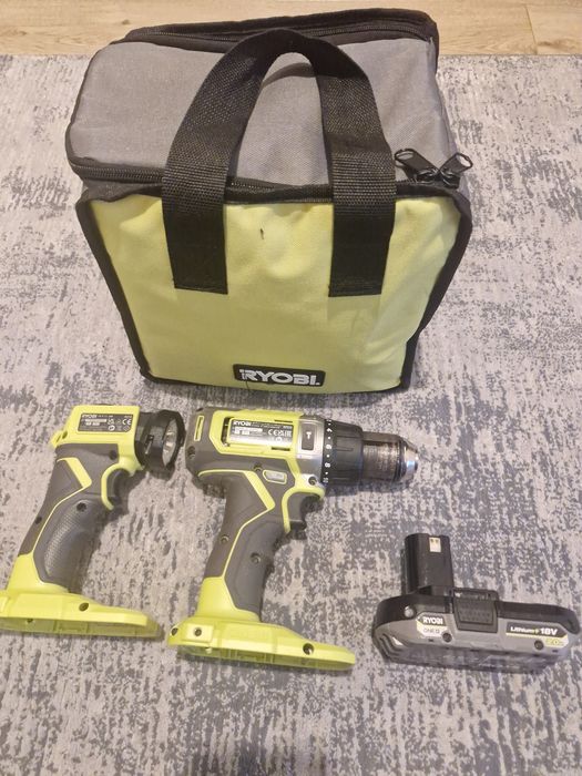 Ryobi-zestaw wiertako-wkretarka, bateria 2.0 Ah, lampa i torba