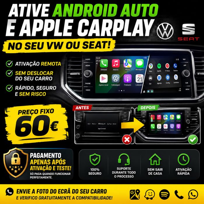 Ative Android Auto e Apple CarPlay no seu Volkswagen ou SEAT sem sair de casa!
