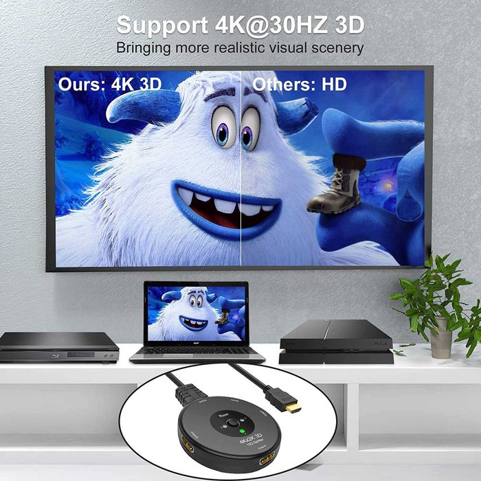 Novo! Divisor HDMI 4K, HDMI switch Splitter 1 saida e 3 entradas64387428710787121