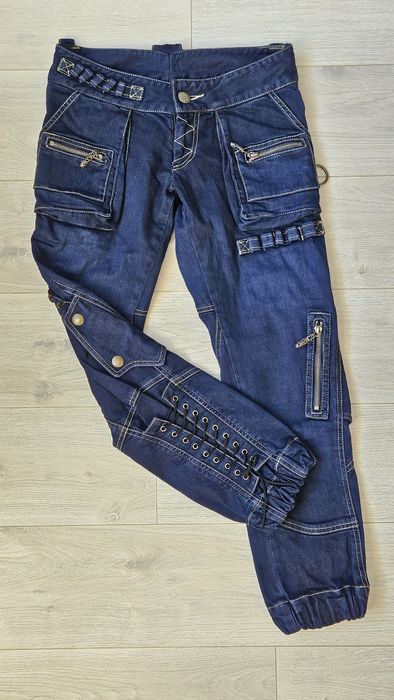 Oryginalne spodnie jeansowe biodrówki vintage retro 7/8