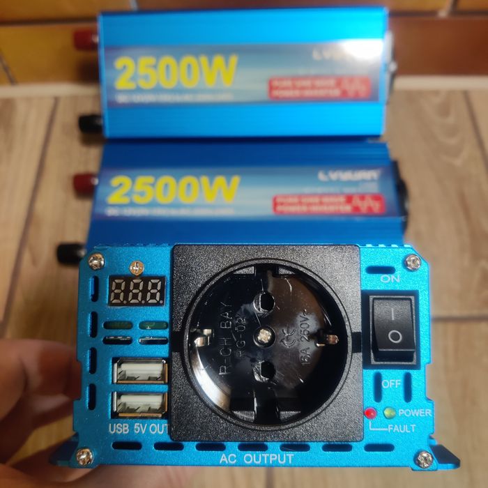 Новий Інвертор TATALIKEN 1600W (Чиста синусоїда), 12V / 220V, ЄВРО РОЗЕТКА