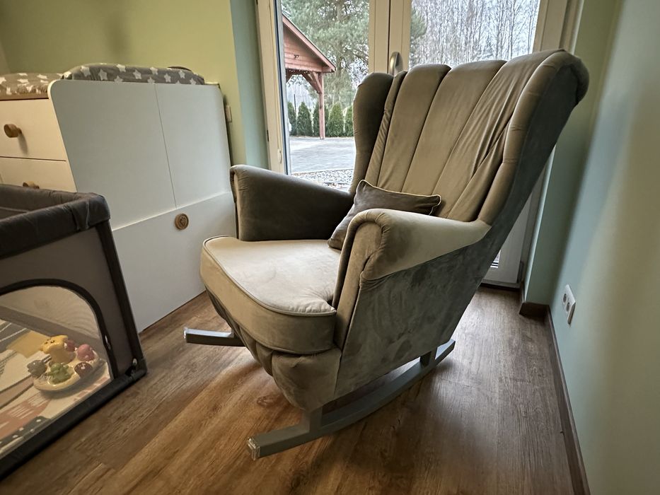 Fotel bujany caramella XXL szary stan bdb+