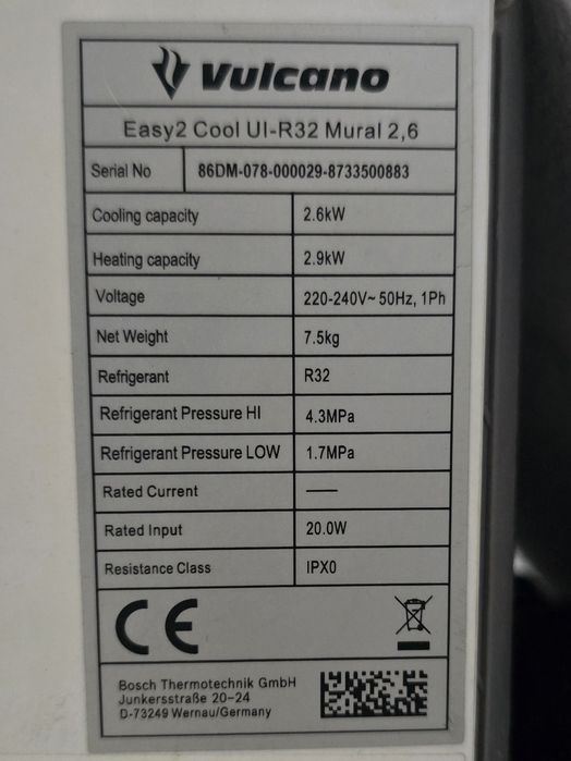 Ar Condicionado Vulcano Easy2 Cool UI-R32 Mural 2,6