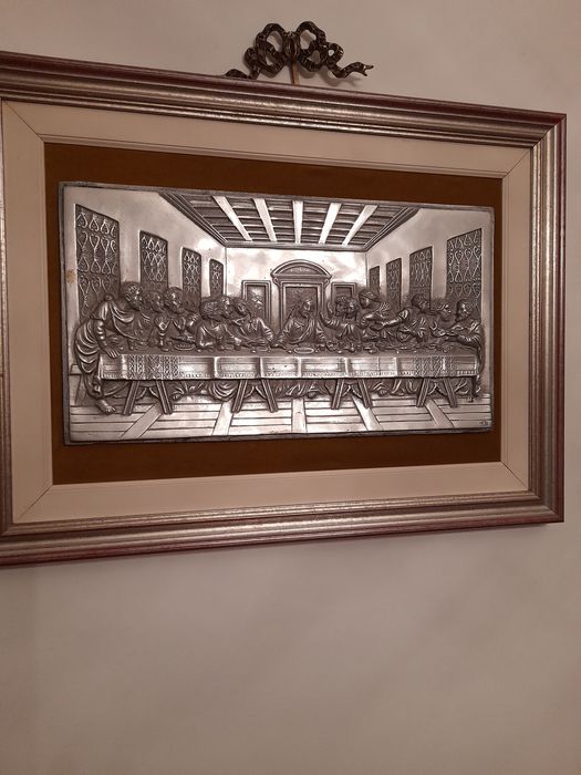 Quadro da última ceia em estanho