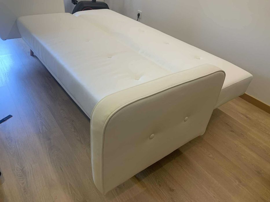 Sofá-cama Roger 3 lugares de pele sintética branco 210 cm