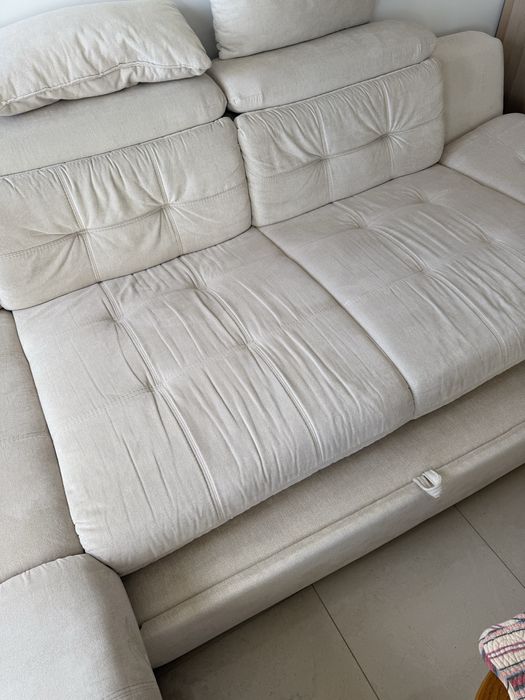 Sofá de Canto c/ Cama "Eternity" Conforama - 5 Lugares (Bege)