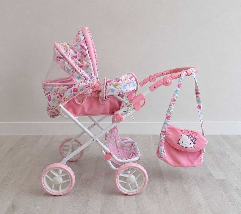 Коляска для ляльки Hello Kitty демісезонна світло-рожева