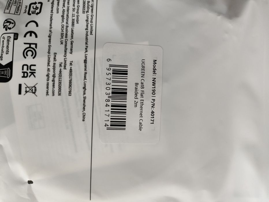 Cabo rede ethernet 5G Ugreen, Cat8, 40GB, com 2 metros64750941299970121